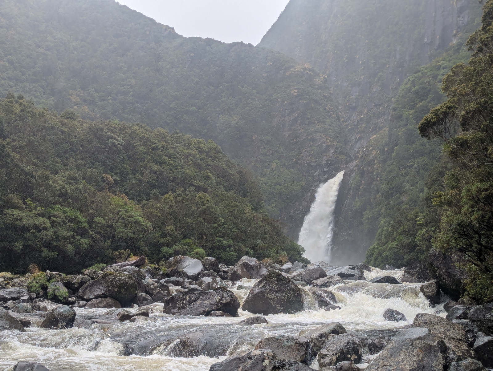 Nice view of Bell Falls and the stream --- a raging torrent due to the recent rain