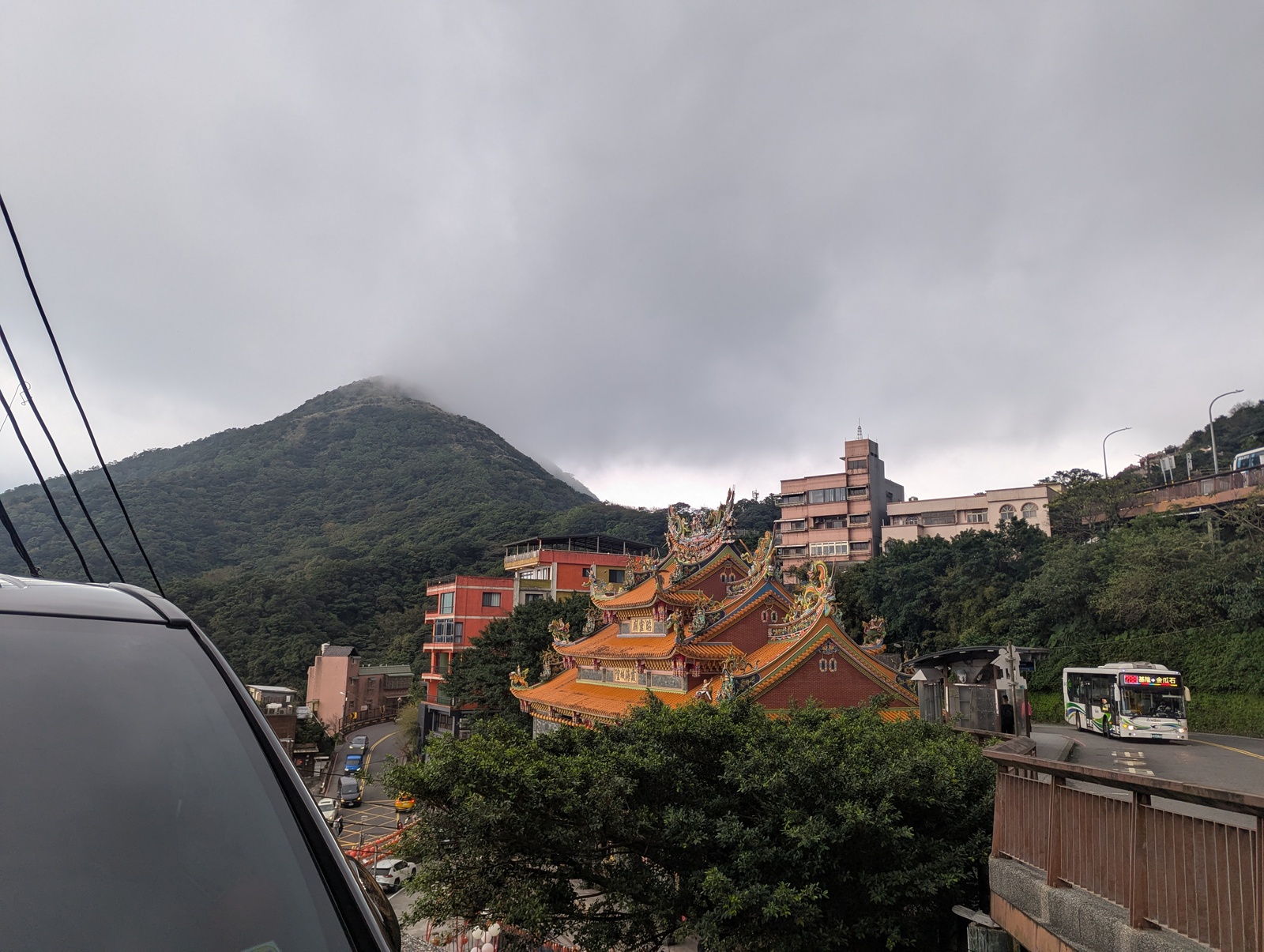Wandering the mazy back streets of Jiufen, we got a good look at Mount Keelung