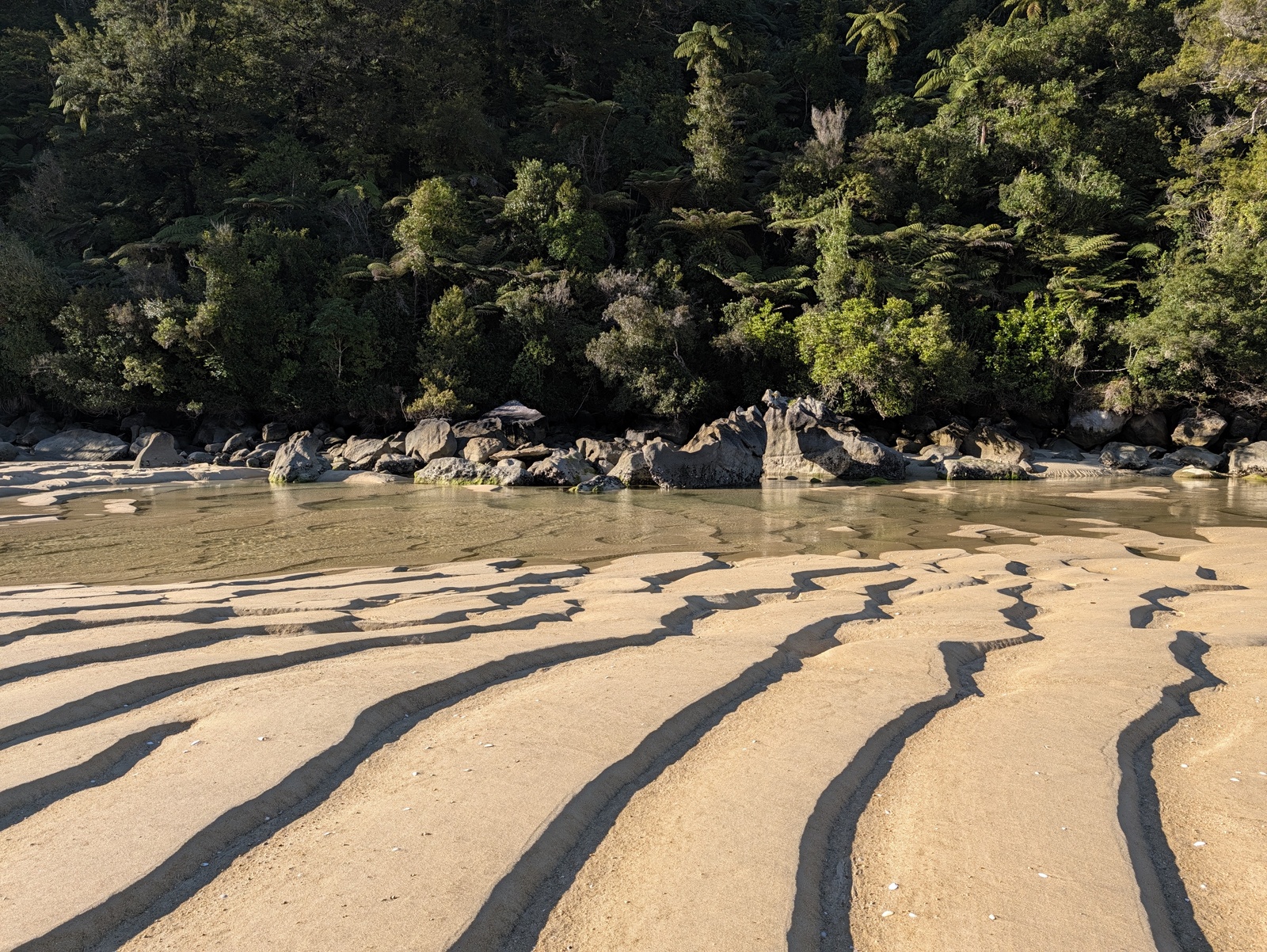 The sand of the Bark Bay estuary is sculpted into amazing furrows