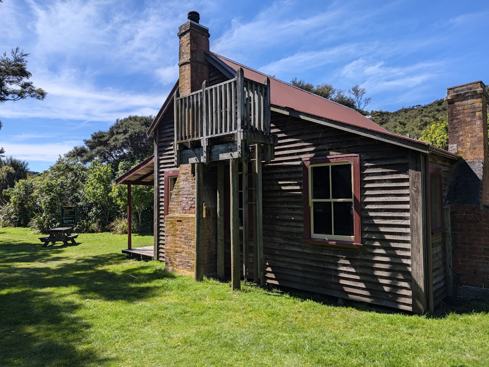 Whariwharangi Hut, a converted old homestead, where we stopped for a quick lunch
