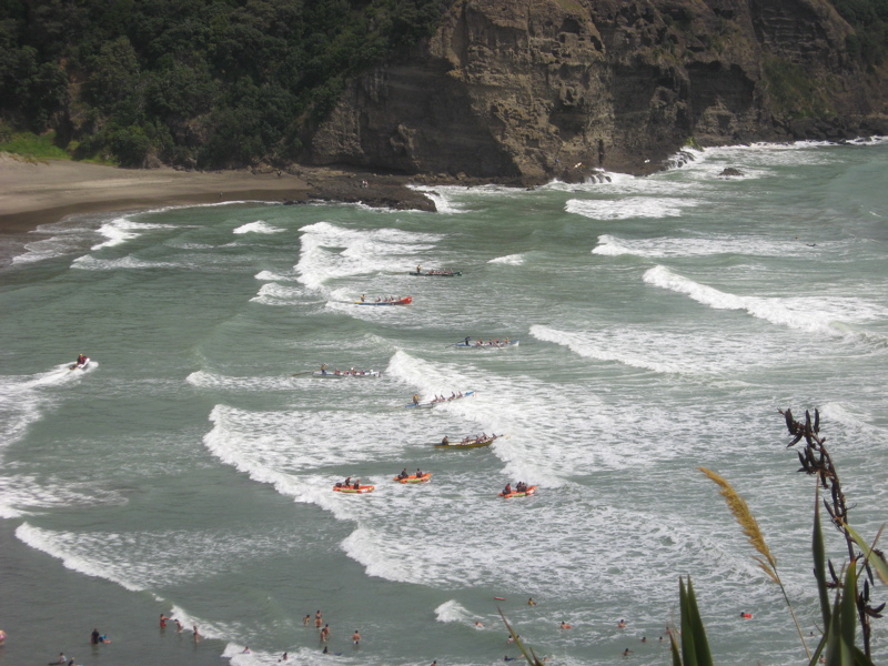 Surf boats at Piha